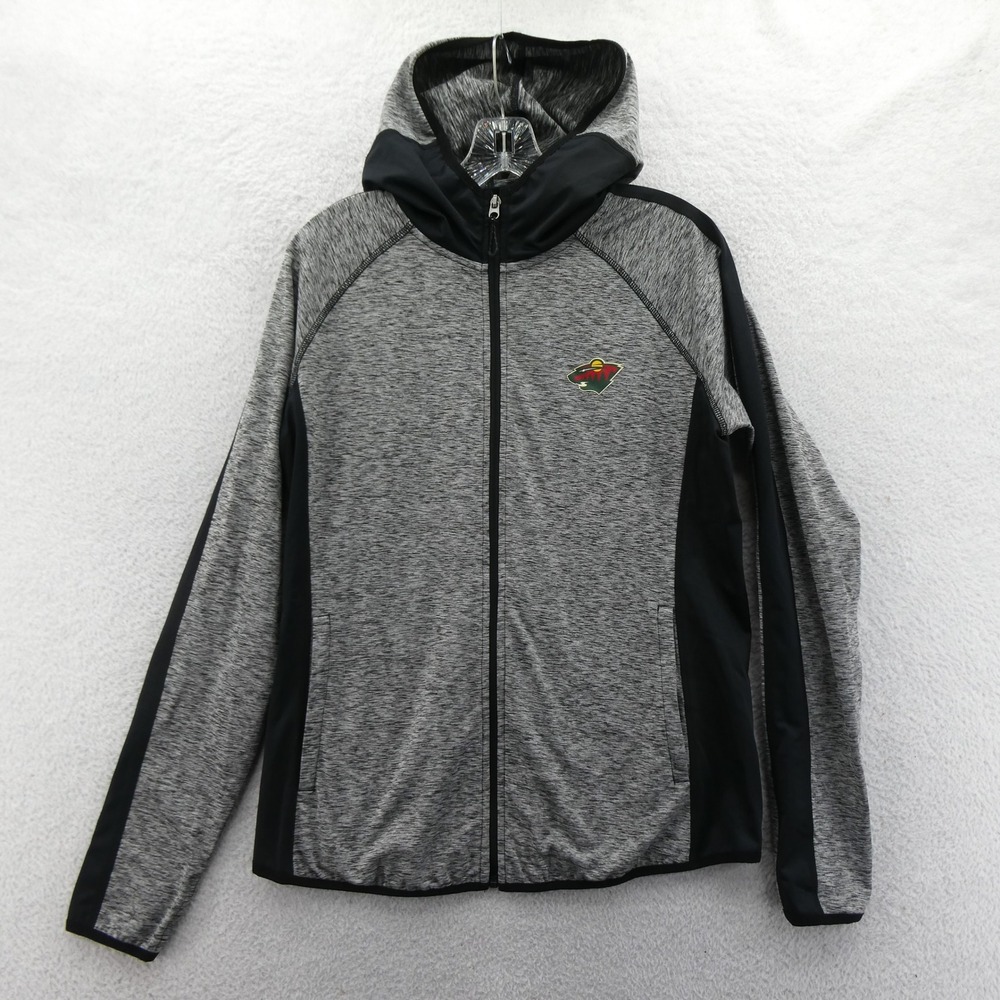 G-III Hoodie Women Medium Minnesota Wild Grey Black Full Zip MSX Michael Strahan